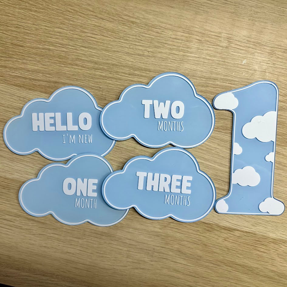 Baby Milestone Acrylic Discs - Clouds