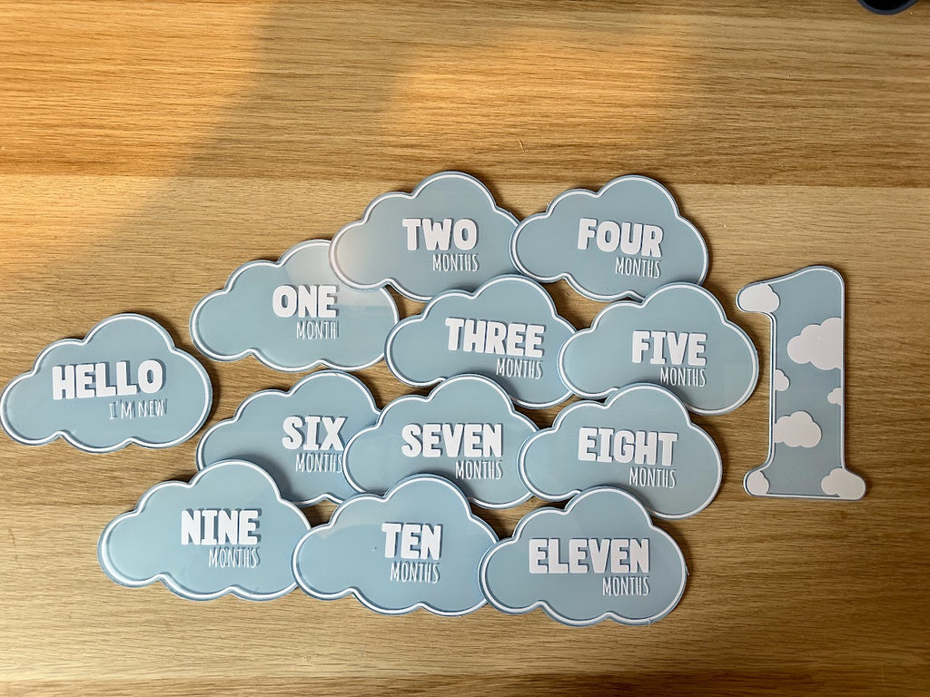 Baby Milestone Acrylic Discs - Clouds