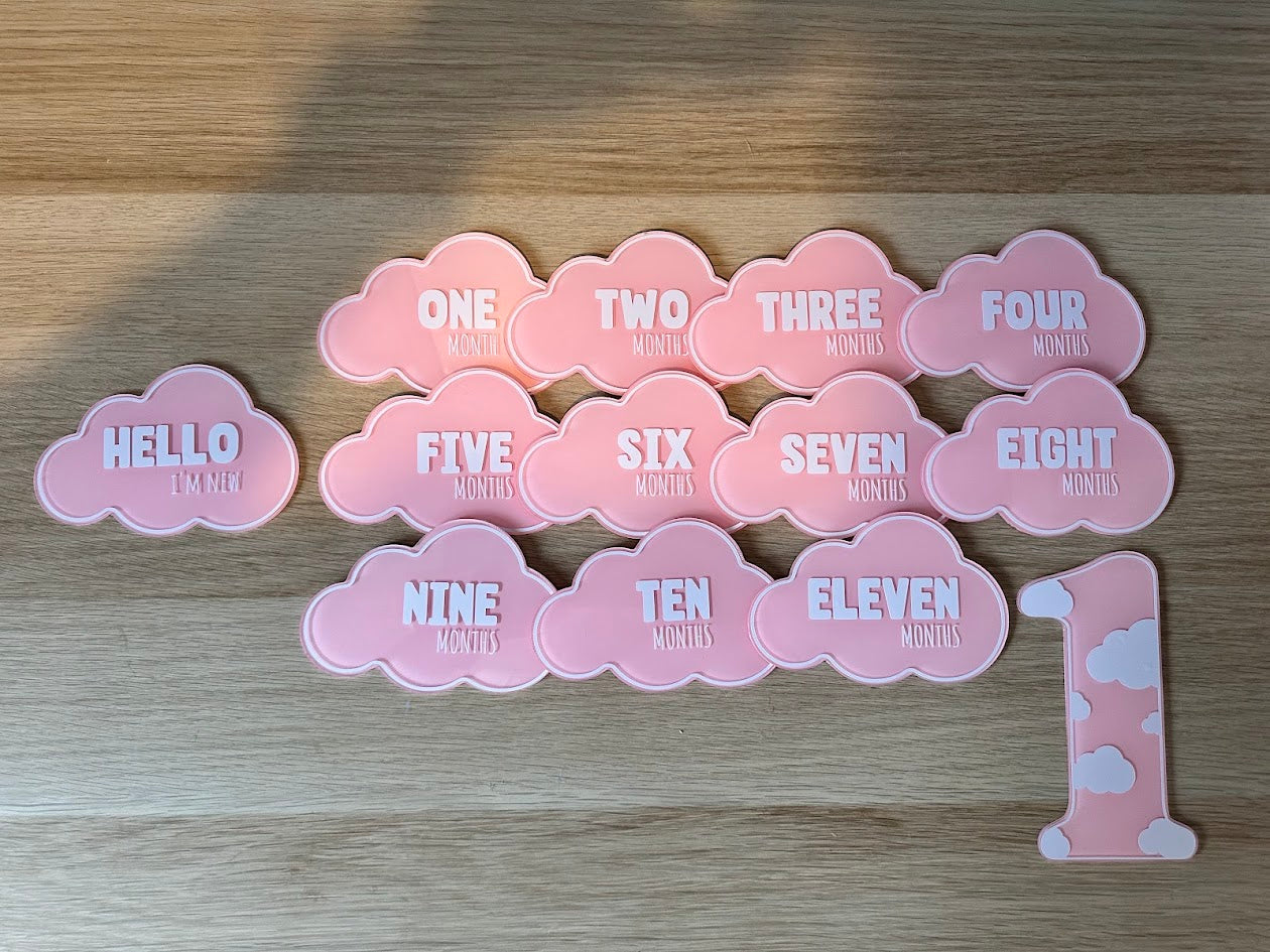 Baby Milestone Acrylic Discs - Clouds