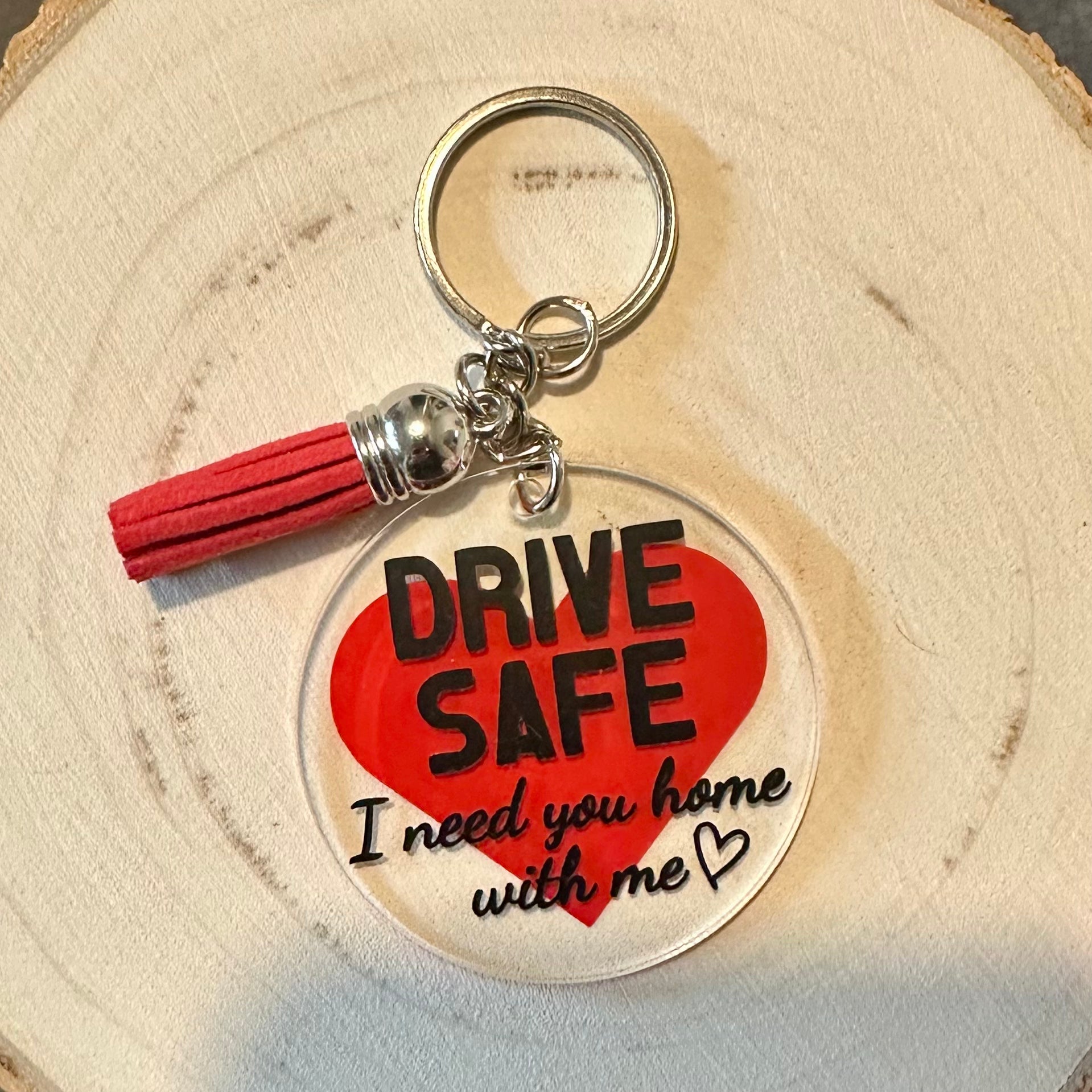 Drive Safe Loveheart Keyring