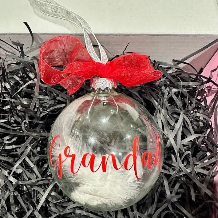 'Grandad' Glass Memorial Bauble