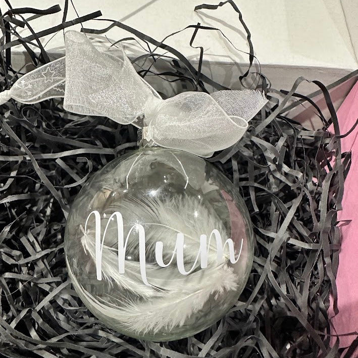'Mum' Glass Memorial Bauble