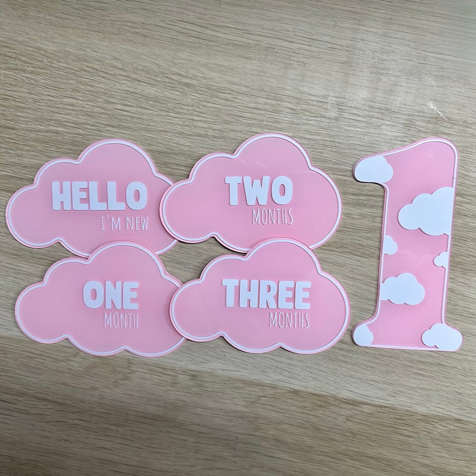 Baby Milestone Acrylic Discs - Clouds